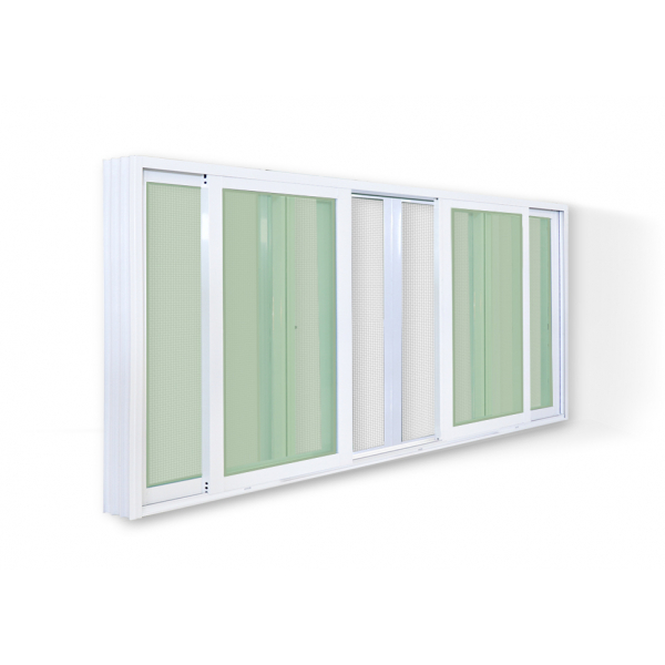 RAKANGTHONG หน้าต่างบานเลื่อนอลูมิเนียม 4 ช่อง 240x110 cm. สีขาว