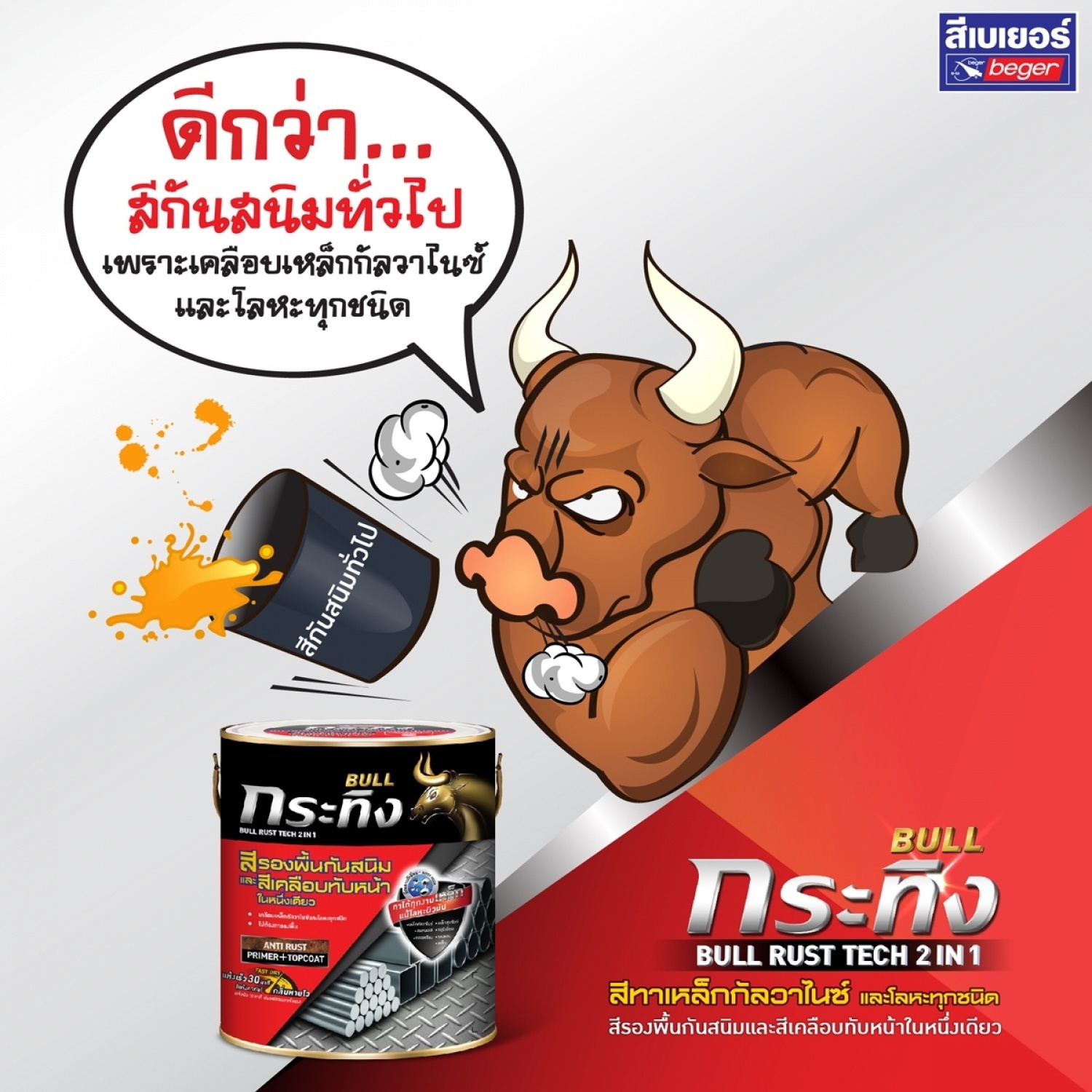 Beger กระทิง รัสท์เทค 2in1 ชนิดด้าน KM-9990 ขนาด 5 กล. สีดำ