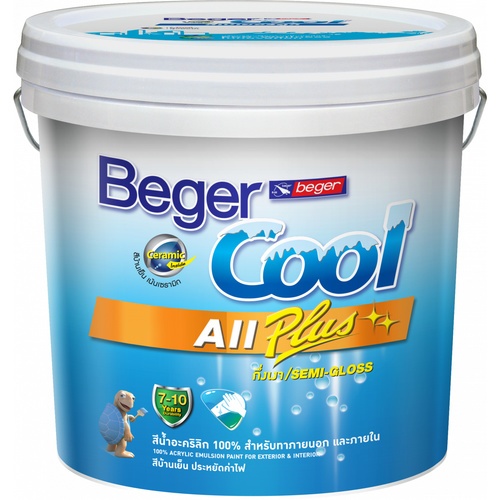 Beger สีน้ำอะครีลิกกึ่งเงา เบเยอร์คูล ออลพลัส #4400 18ลิตร สีขาว