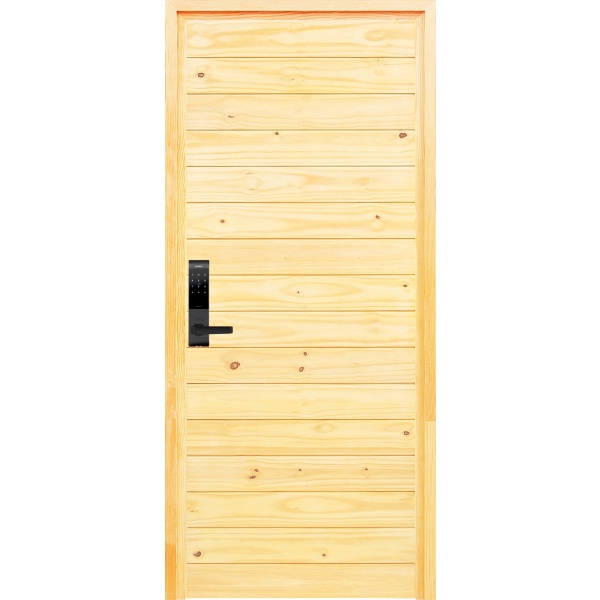 D2D ประตูไม้สน( Pine) บานทึบทำร่อง Eco Pine-801 80x200ซม.