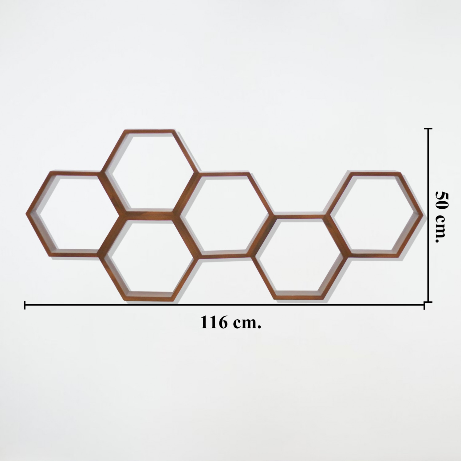รังผึ้ง 6 ช่อง ทรงยาว แขวนผนังไม้สัก ขนาด 50x116 ซม. สีไม้สักเข้ม