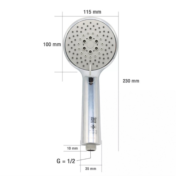 หัวฝักบัวชุบโครเมี่ยมปรับน้ำ 3 ระดับ SL-3305C(H)