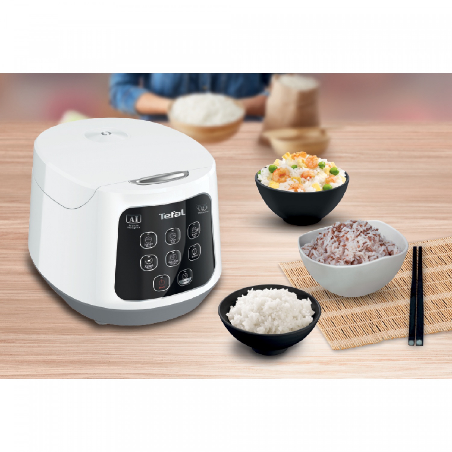 TEFAL หม้อหุงข้าว ขนาด 1 ลิตร RK730166 สีขาว