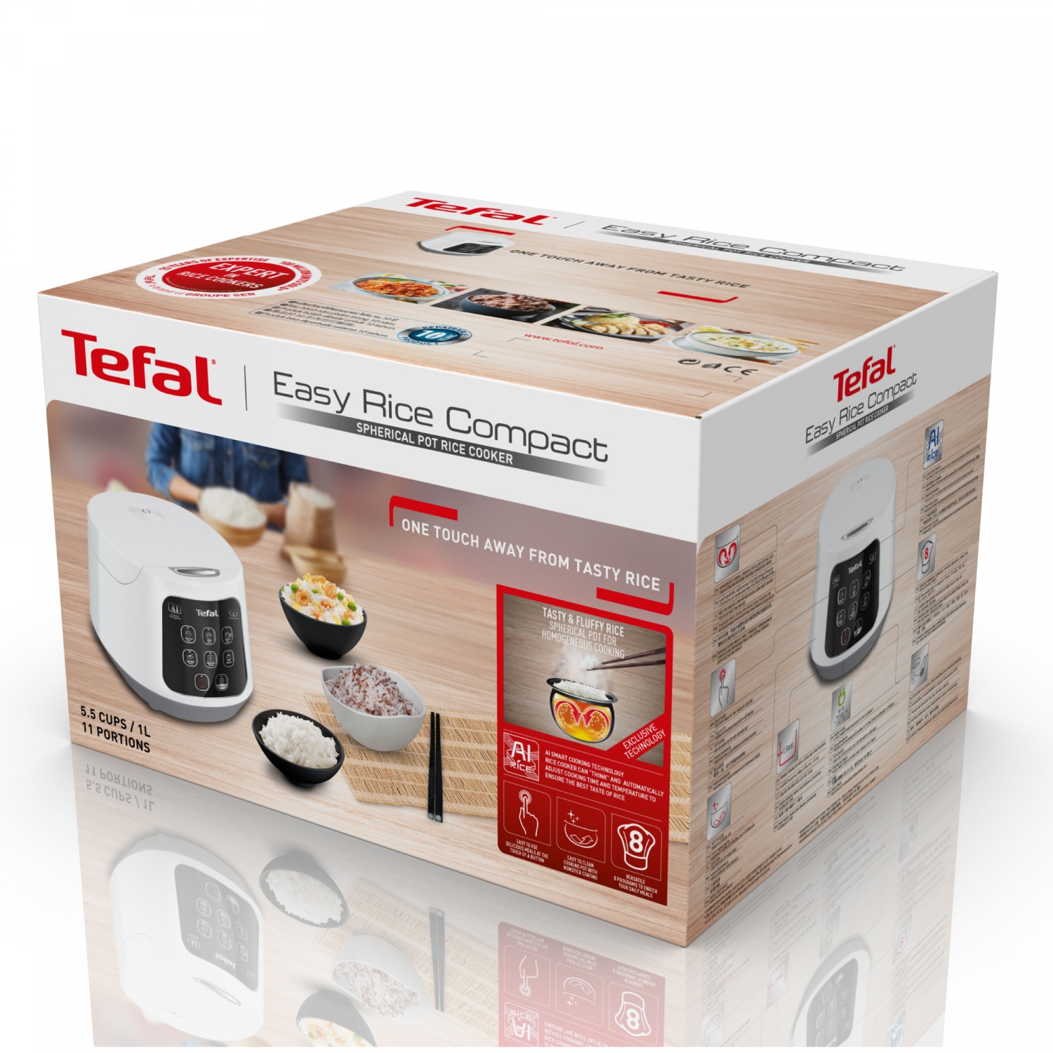 TEFAL หม้อหุงข้าว ขนาด 1 ลิตร RK730166 สีขาว