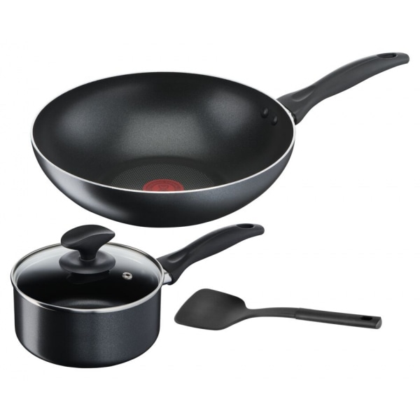 TEFAL B225S405 COOK & CLEAN ชุดกระทะเซ็ต 4 ชิ้น WOKPAN 28+SAUCEPAN 16+LID+SPATULA