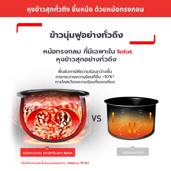 Tefal หม้อหุงข้าว EASY RICE PLUS ความจุ 1.8 ลิตร รุ่น RK736B