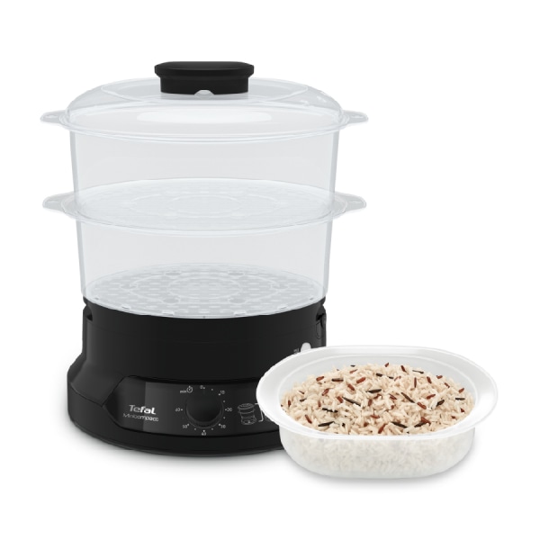 TEFAL หม้อนึ่งไฟฟ้า MINICOMPACT 2 ชั้น 800 วัตต์ ความจุ 6 ลิตร รุ่น VC1398 สีดำ