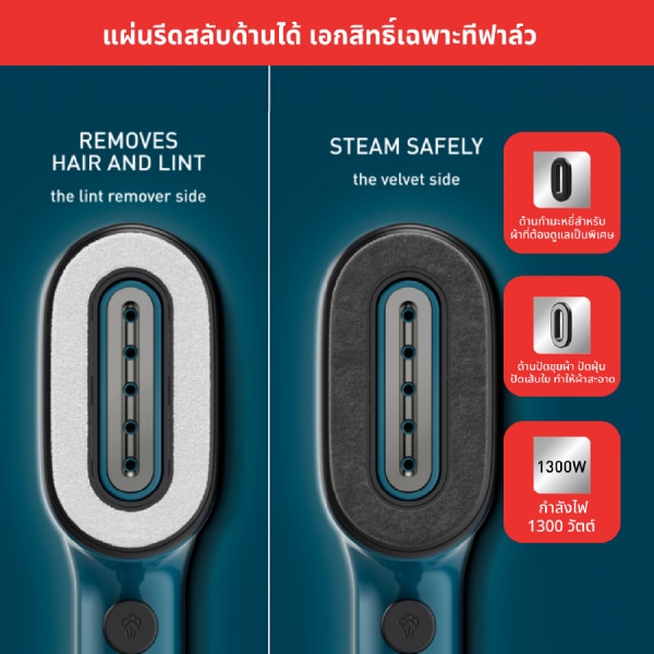 TEFAL เครื่องรีดถนอมผ้าแบบพกพา Pure Pop 1300 วัตต์ รุ่น DT2020E1 สี Alpes Blue