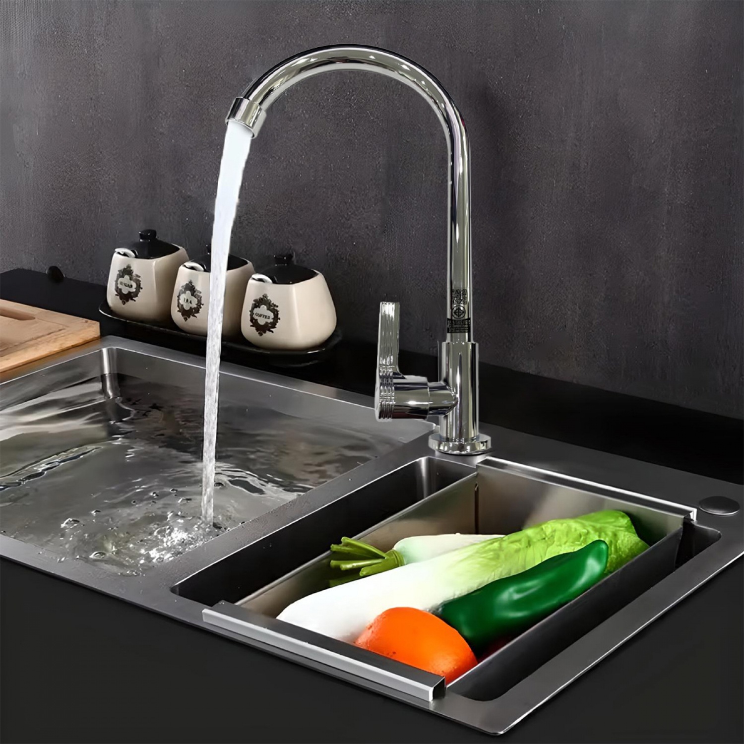 IRIS ก๊อกอ่างล้างจานสแตนเลสแบบปัดเงา โค้งตัว U รุ่นปากกรอง  IR-52109