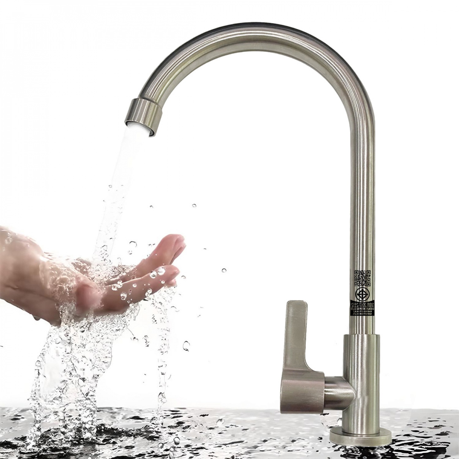 IRIS ก๊อกอ่างล้างจานสแตนเลสแบบปัด ซาติน เคลือบสารกันสนิม โค้งตัว U รุ่นปากกรอง IR-52110