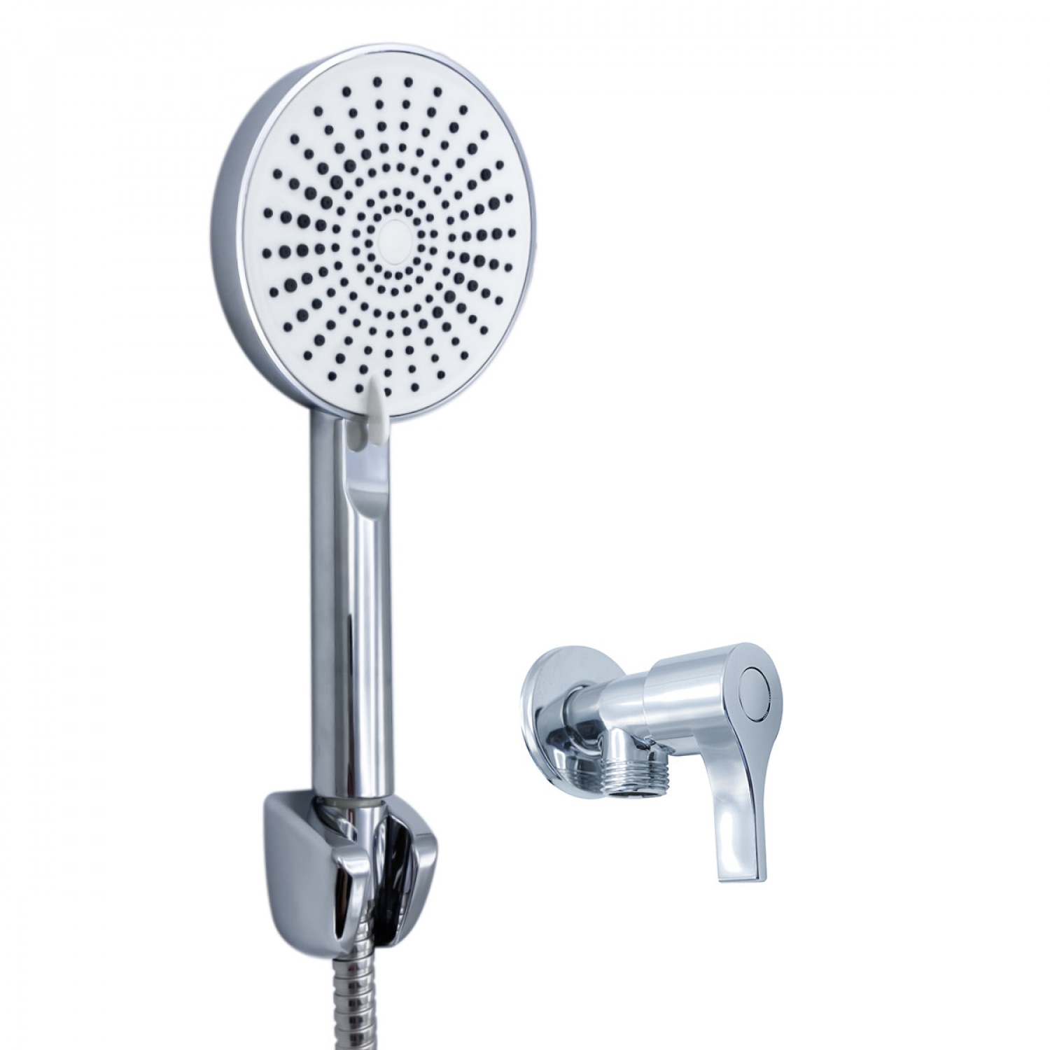 VERNO ชุดฝักบัวหน้ากลมชุบโครเมี่ยมปรับน้ำ 3 ระดับ พร้อมวาล์วฝักบัวด้ามปัด รุ่น VN-11026