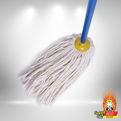 SUPERCAT ม็อบจุก ขนาด 14 นิ้ว  ด้ามหุ้ม PVC 350 กรัม สีขาว
