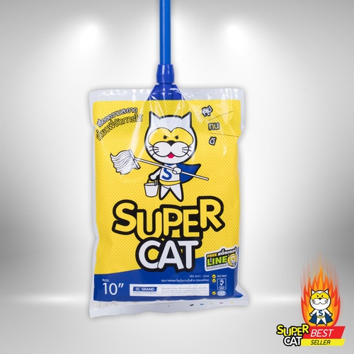 SUPERCAT ม็อบหนีบ หัวคลิปล็อค ขนาด 10 นิ้ว 200 กรัม สีขาว