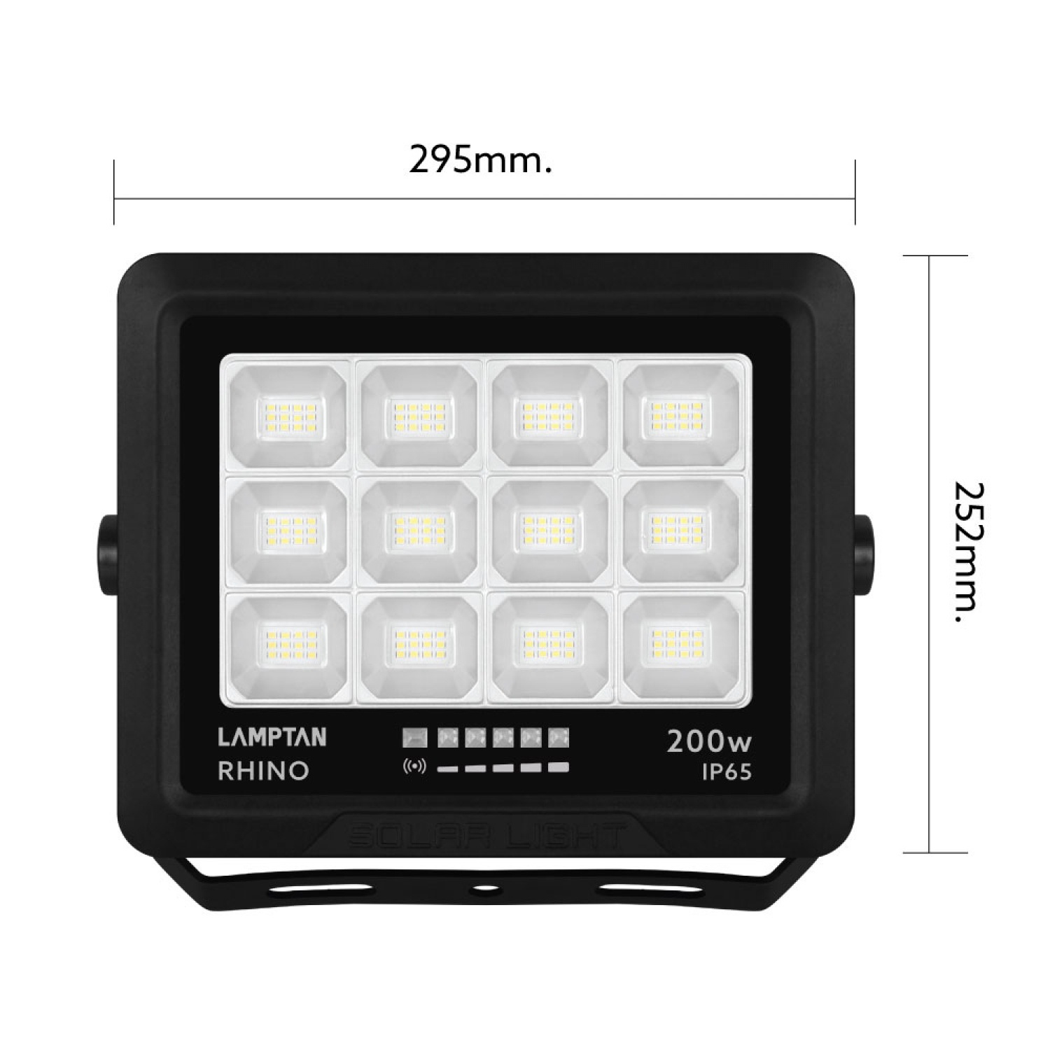 LAMPTAN โคมไฟฟลัดไลท์โซลาร์เซลล์ LED 200W รุ่นไรโน + รีโมท IP65  แสงเดย์ไลท์