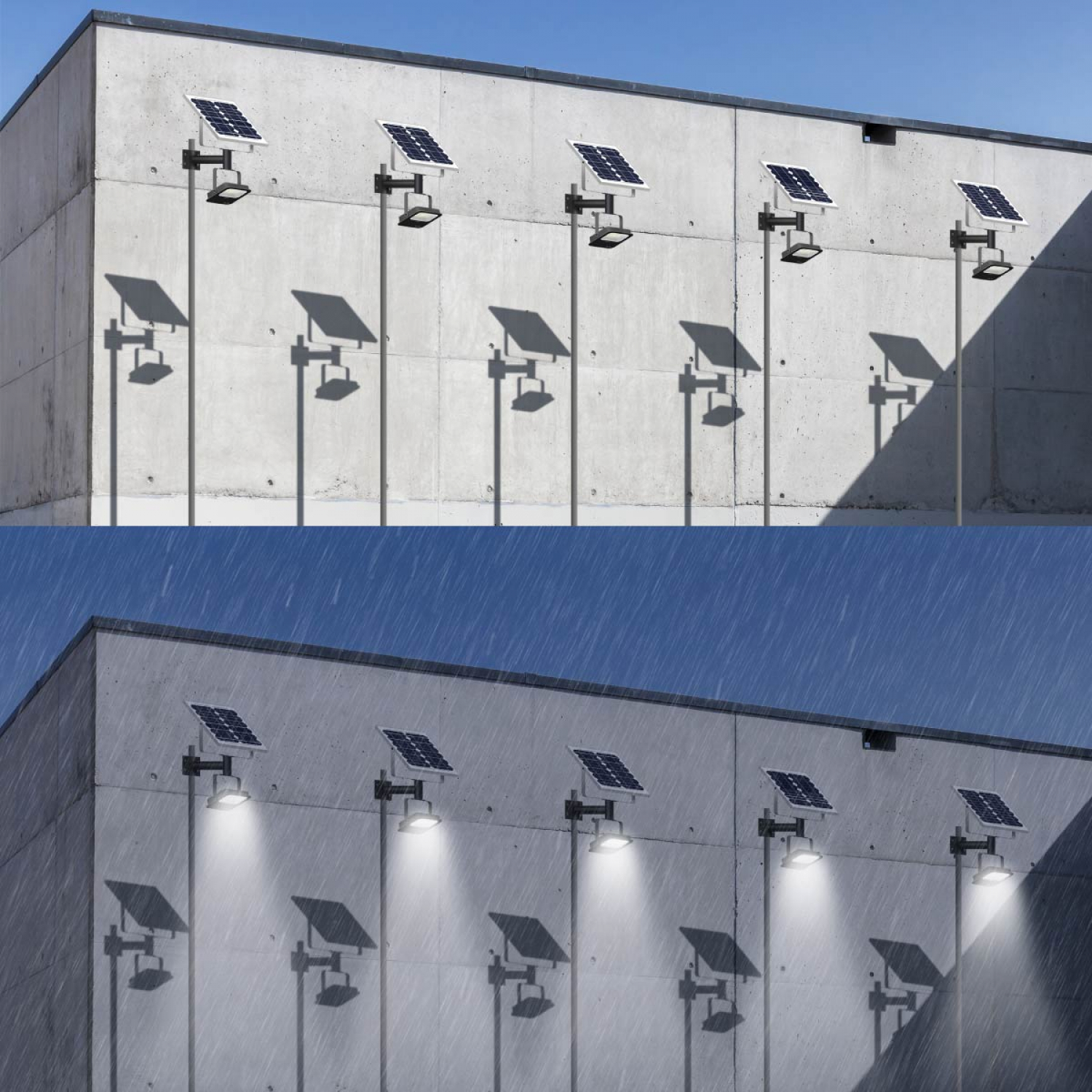 LAMPTAN โคมไฟฟลัดไลท์โซลาร์ LED 300W รุ่นอาร์ค แสงเดย์ไลท์