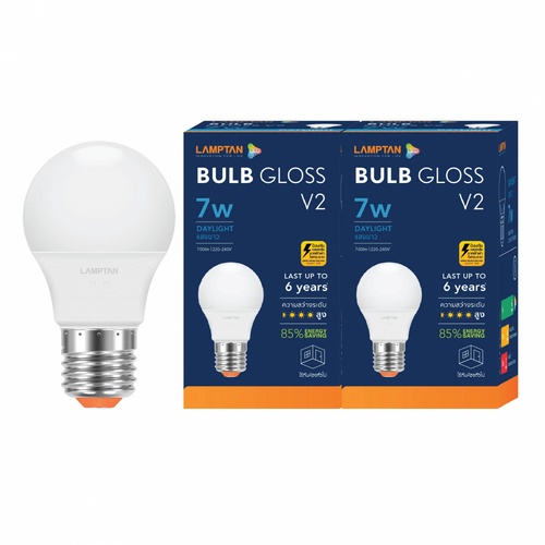 LAMPTAN หลอดไฟ LED BULB 7W แสงเดย์ไลท์ รุ่น GLOSS V2 E27