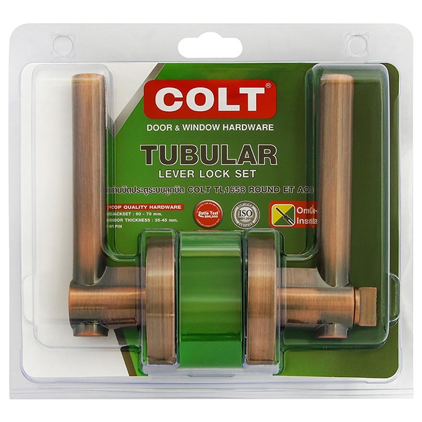 COLT มือจับก้านโยกห้องทั่วไป พรีเมี่ยม สเตนเลส-304 ฝากลม รุ่น TL1658ET-AC สีทองแดงรมดำ