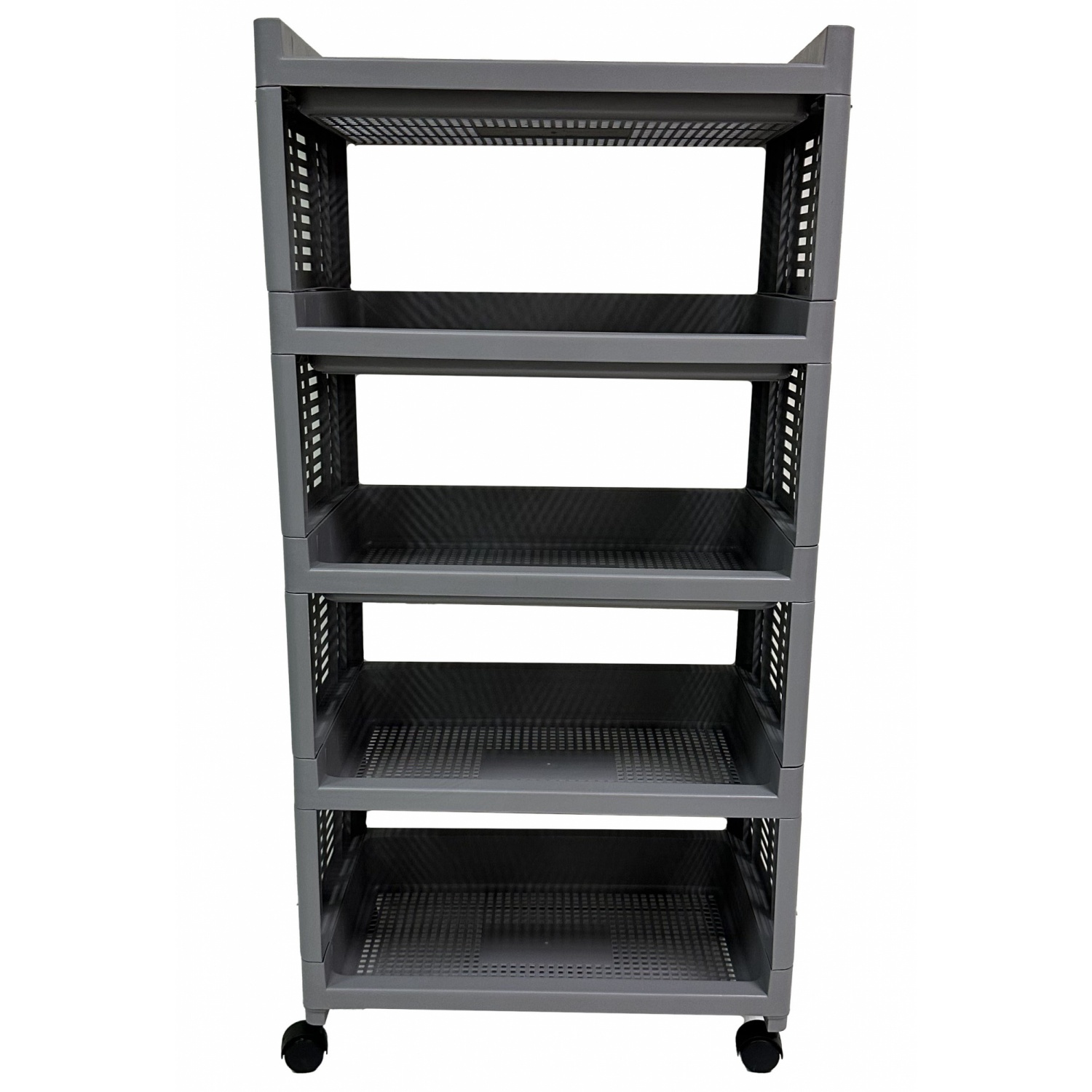 NOBURU ชั้นวางเอนกประสงค์ 4 ชั้น มีล้อ #AB 30x50x99ซม. รุ่น KSH-SQV-02/7 สีเทา