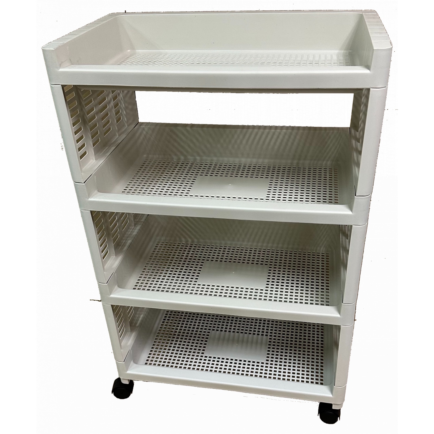 NOBURU ชั้นวางเอนกประสงค์ 4 ชั้น มีล้อ #AB 30x50x77ซม.รุ่น KSH-SQV-02/3-1สีขาว