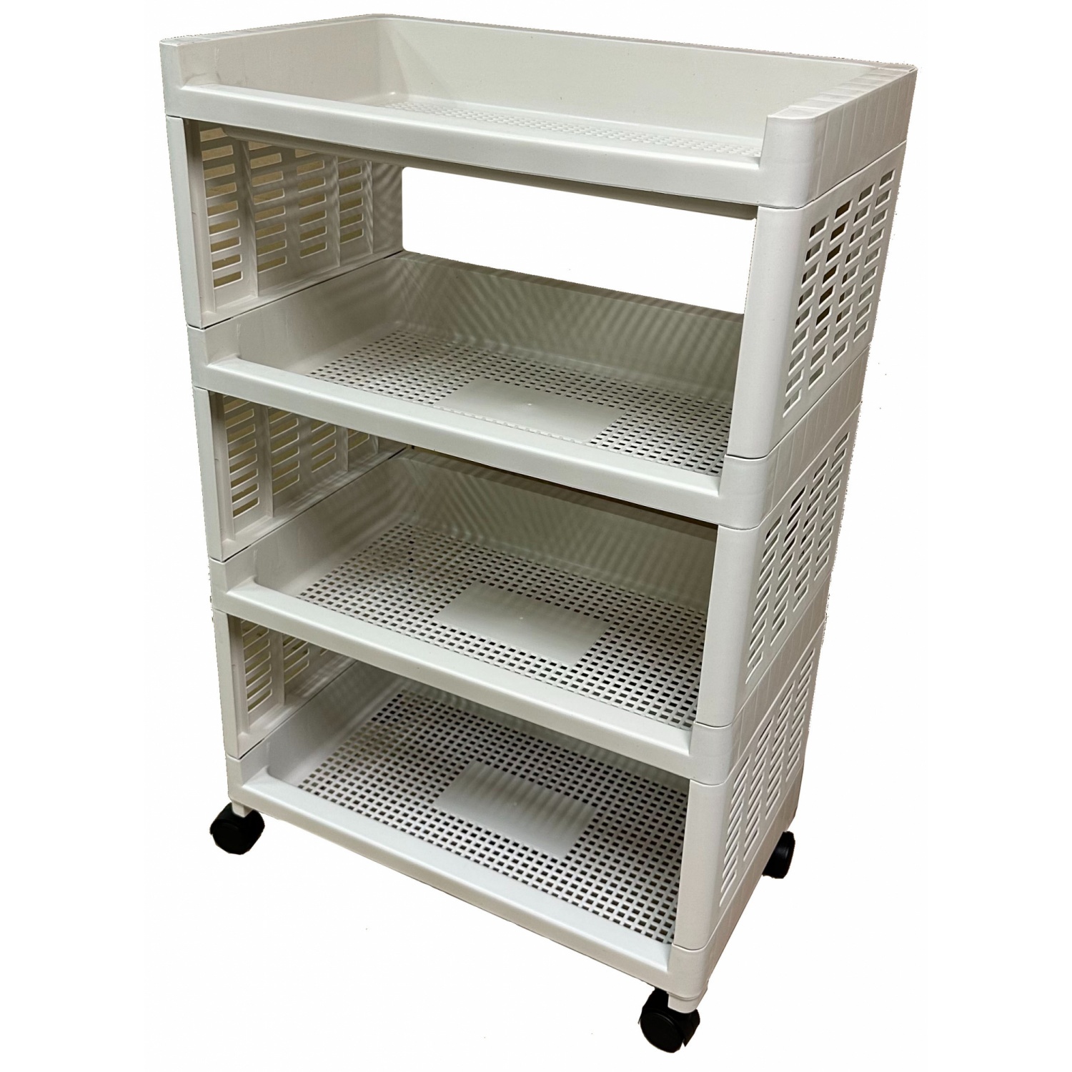 NOBURU ชั้นวางเอนกประสงค์ 3 ชั้น มีล้อ #AB 30x50x77ซม.รุ่น KSH-SQV-02/3-1สีขาว