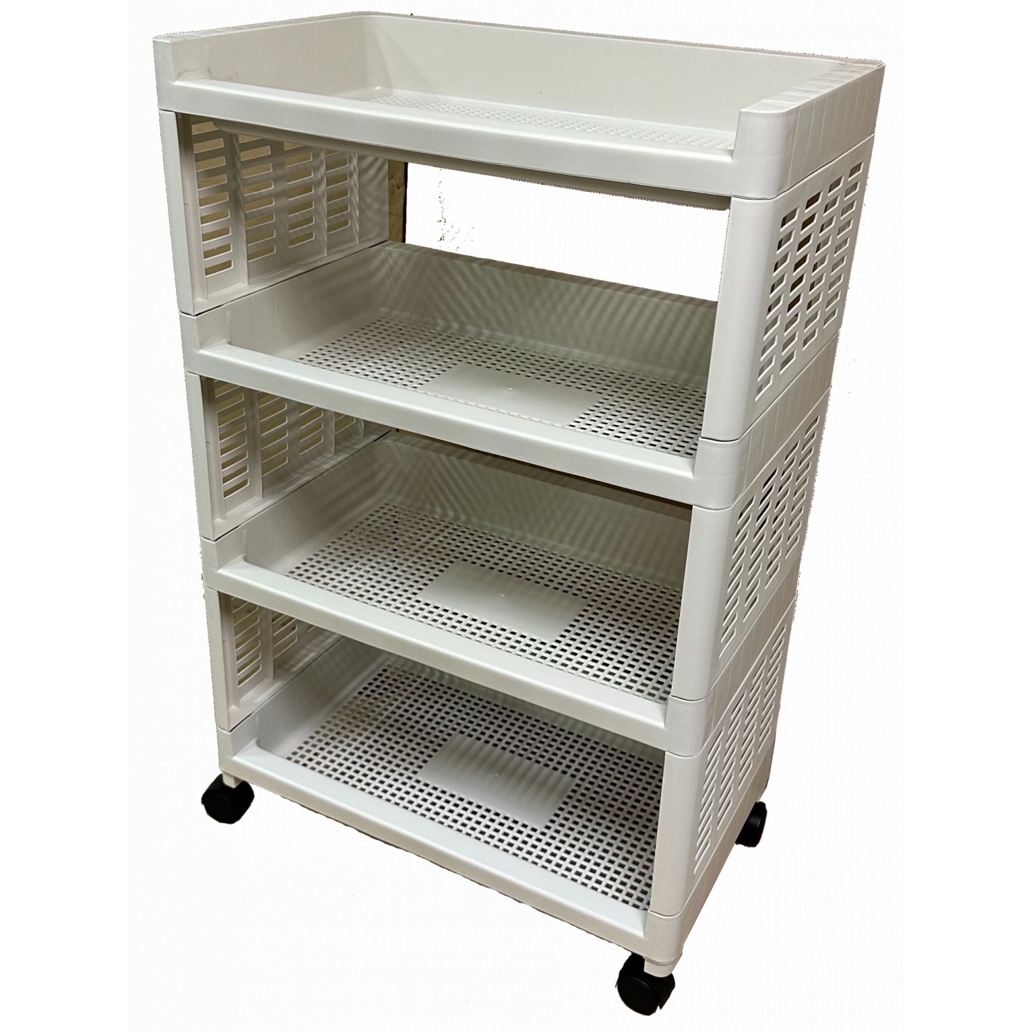 NOBURU ชั้นวางเอนกประสงค์ 3 ชั้น มีล้อ #AB 30x50x77ซม.รุ่น KSH-SQV-02/3-1สีขาว