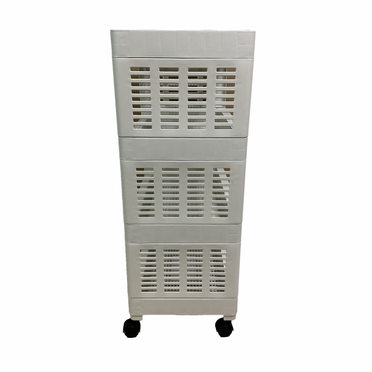 NOBURU ชั้นวางเอนกประสงค์ 4 ชั้น มีล้อ #AB 30x50x77ซม.รุ่น KSH-SQV-02/3-1สีขาว