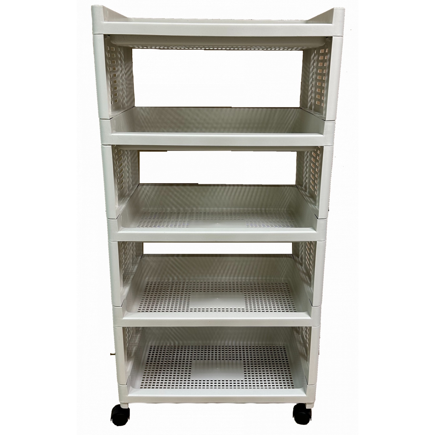 NOBURU ชั้นวางเอนกประสงค์ 5 ชั้น มีล้อ AB 30x50x99 ซม. รุ่น KSH-SQV-02/4-1 สีขาว