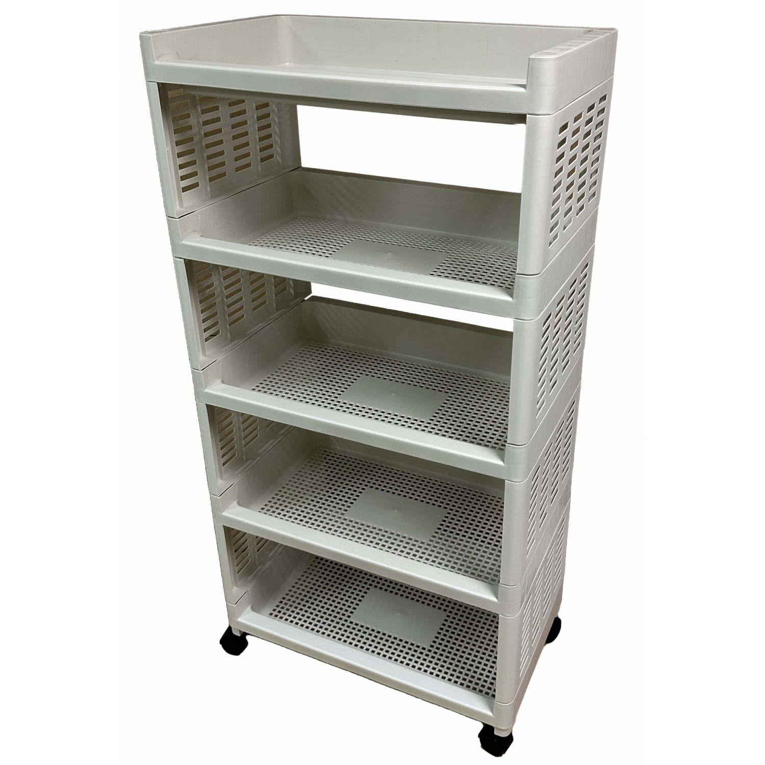 NOBURU ชั้นวางเอนกประสงค์ 4 ชั้น มีล้อ AB 30x50x99 ซม. รุ่น KSH-SQV-02/4-1 สีขาว