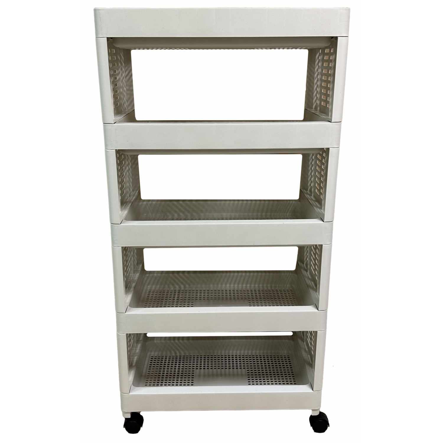 NOBURU ชั้นวางเอนกประสงค์ 5 ชั้น มีล้อ AB 30x50x99 ซม. รุ่น KSH-SQV-02/4-1 สีขาว