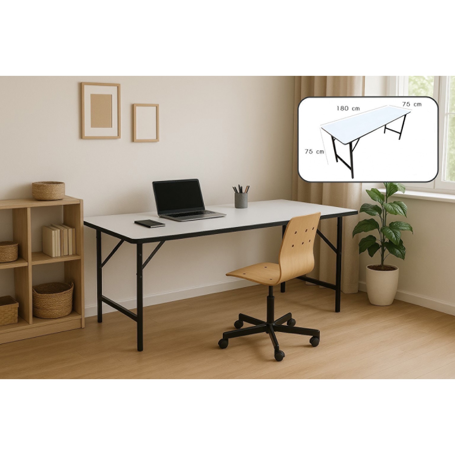 DELICATO โต๊ะเอนกประสงค์หน้าขาว (เมลามีน)  ขนาด 180x75x75 ซม.สีขาว