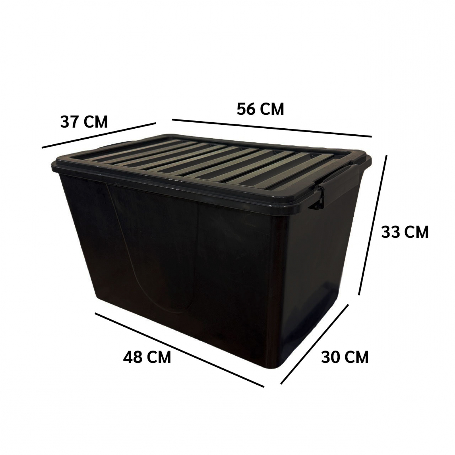 GOME กล่องเก็บของพลาสติกล้อเลื่อน #50 ลิตร สีดำ ฝาสีดำ