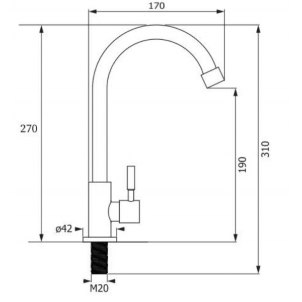 HOYก๊อกอ่างจานคอสวิงท่อโค้งแบบตั้งพื้น สเตนเลส 304 รุ่น HFHOB-1000HY1 สีซาติน