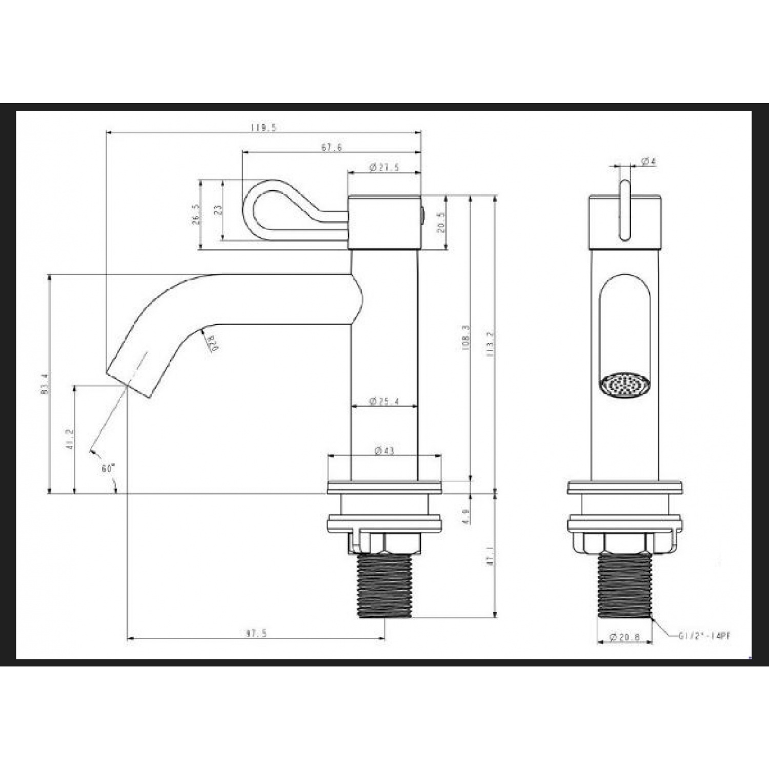 VRH ก๊อกเดี่ยวอ่างล้างหน้า สเตนเลส  304 รุ่น HFVSB-2000K5 สีซาติน