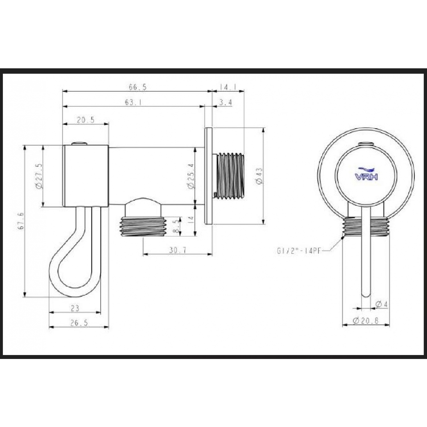 VRH ก๊อกเดี่ยวฝักบัวแบบติดผนังสเตนเลส  304 รุ่น HFVSB-3120K5 สีซาติน