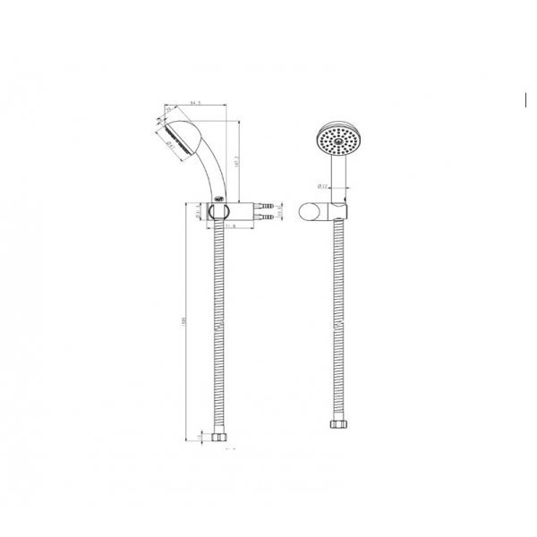 HOY ชุดฝักบัวพลาสติก สีขาว หน้าสเตนเลส ขนาด 2.5 นิ้ว พลาสติก ABS รุ่น FJHOF-116BWS สีขาว