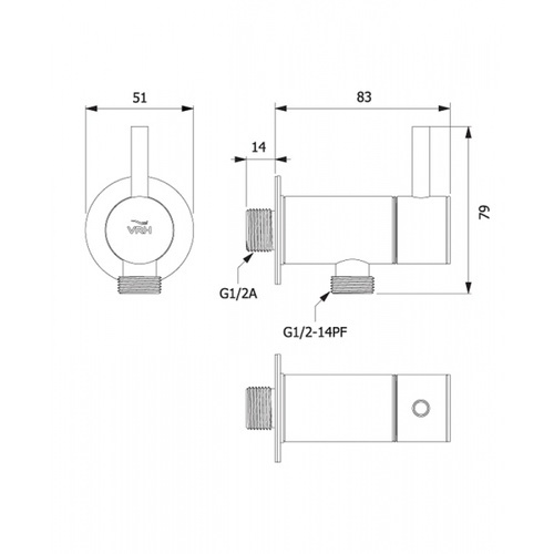 VRH วาล์วฝักบัวสเตนเลส 304 รุ่น HFVSB-3120G2 สีซาติน