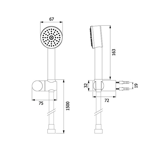 VRH  ชุดฝักบัวสายอ่อนสแตนเลส 1 ระดับขนาด 2.5 นิ้ว สเตนเลส 304 รุ่น FJVHF-114AJS สีซาติน