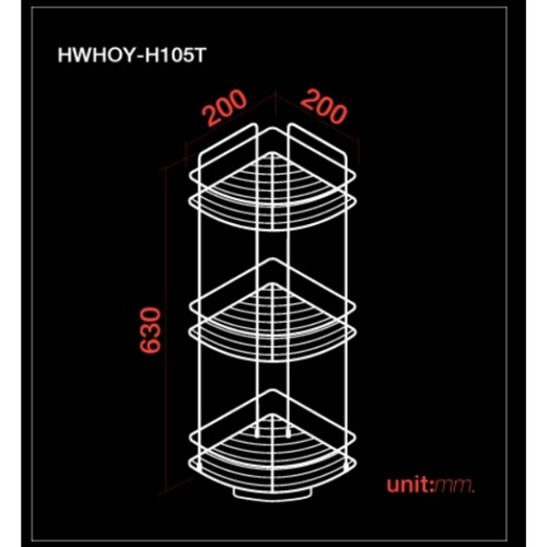 HOY ตะแกรงชั้นวางของอเนกประสงค์สเตนเลสเข้ามุม 3 ชั้นขนาด 30x40x162 ซม. รุ่น HWHOY-H105T1 สีสเตนเลสเงา
