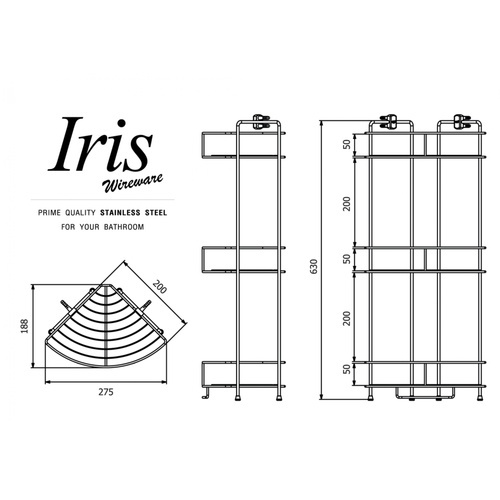 IRIS ชั้นวางเข้ามุม 3 ชั้นสเตนเลส รุ่น IR-58106 สีสเตนเลสเงา