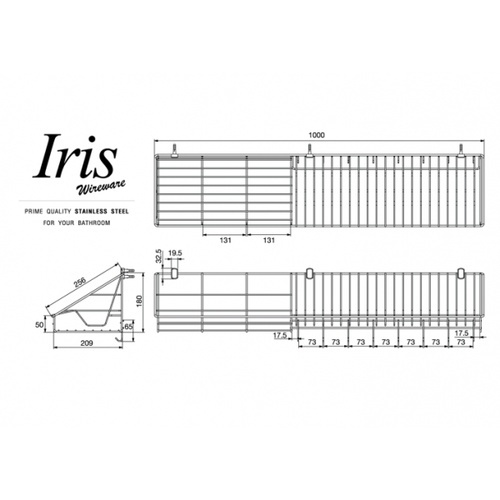 IRIS ตะแกรงวางจานติดผนัง 100 ซม.สเตนเลส รุ่น IR-58116 สีสเตนเลสเงา