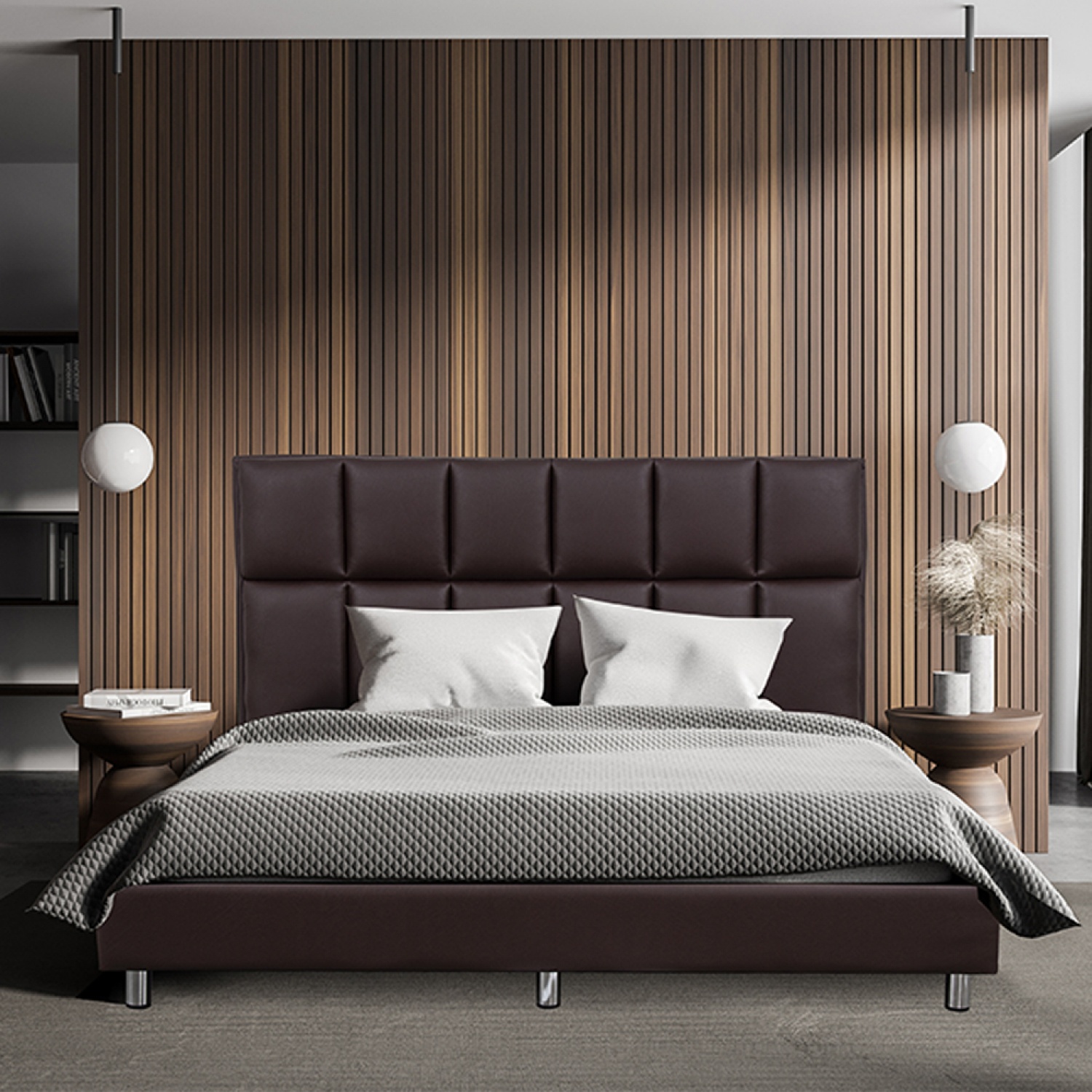 TRUFFLE เตียงนอนดีไซน์ รุ่น Supphire-L  ขนาด 6 ฟุต สีน้ำตาลเข้ม