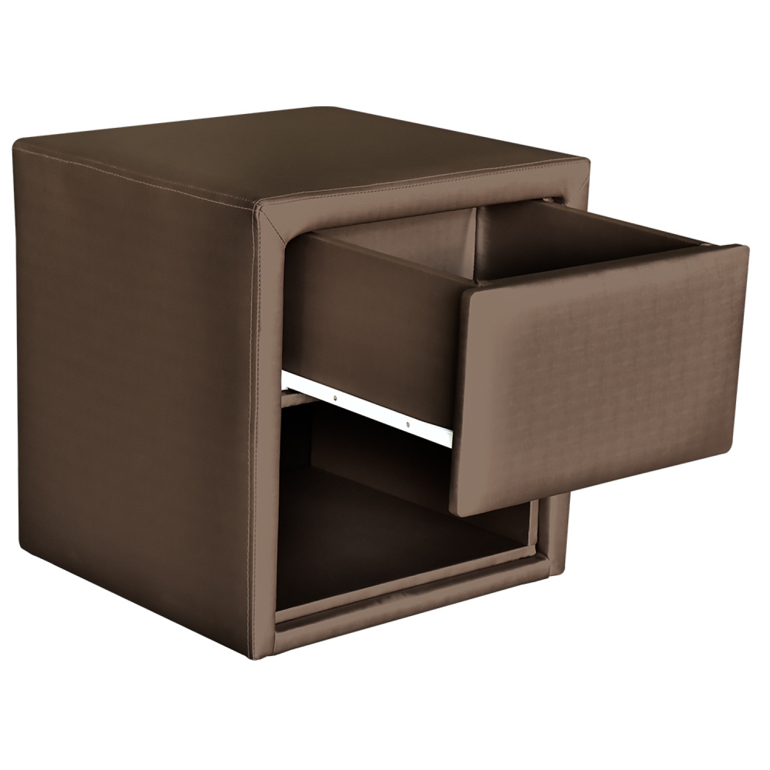 DELICATO ตู้ข้างเตียงหุ้มหนังแพรไหม รุ่น  ADEN ขนาด 45x45 ซม.
(มีลิ้นซัก) สีน้ำตาล