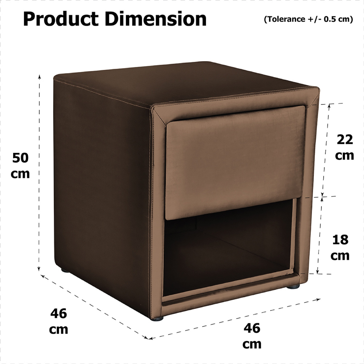 DELICATO ตู้ข้างเตียงหุ้มหนังแพรไหม รุ่น  ADEN ขนาด 45x45 ซม.
(มีลิ้นซัก) สีน้ำตาล