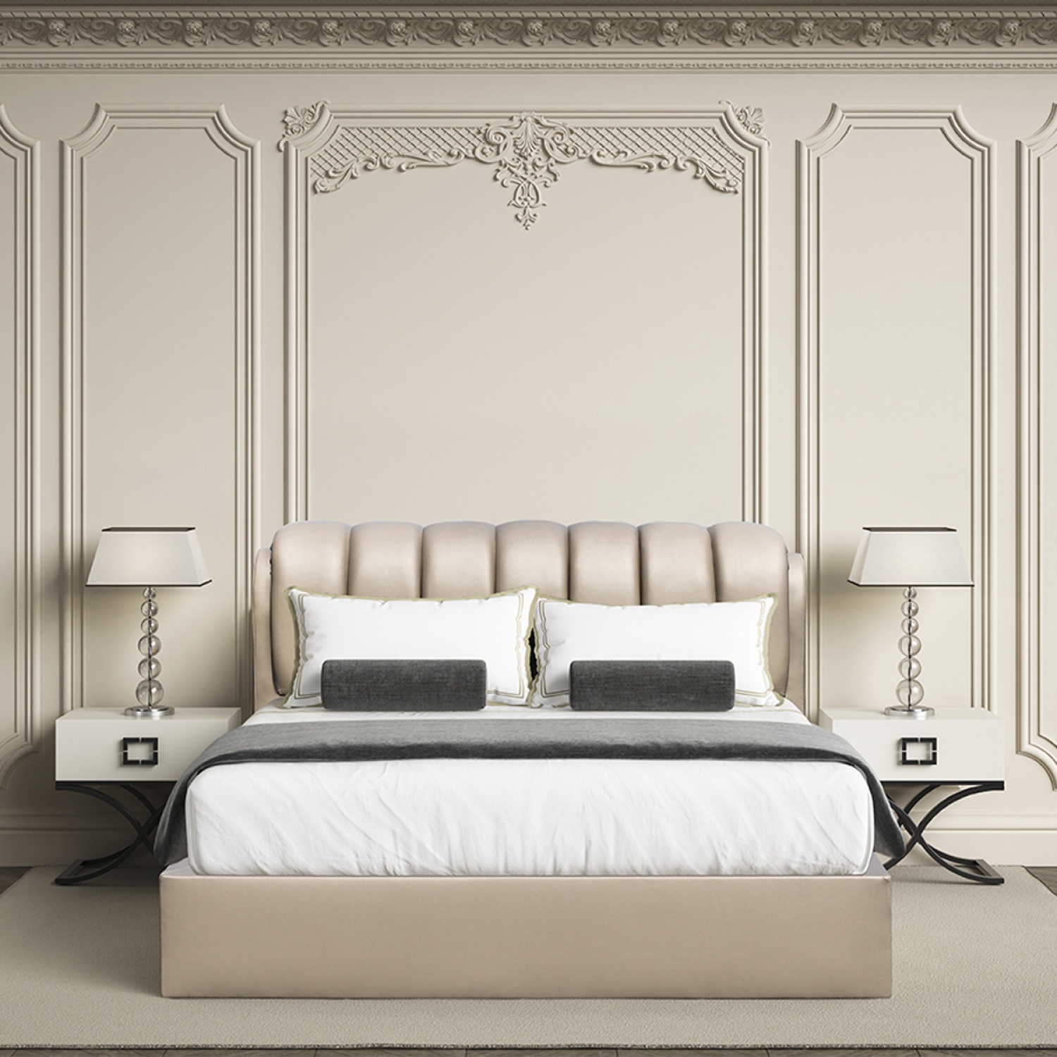 TRUFFLE เตียงนอนดีไซน์ XL ลิ้นชักข้าง รุ่น Olivia ขนาด 6 ฟุต สีน้ำตาล