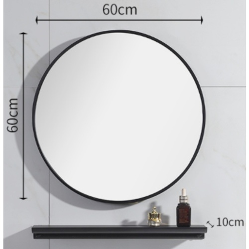 Nice  ชุดกระจกอะลูมิเนียมพร้อมชั้นวาง ทรงกลม รุ่น แองเจล่า GBH-LZ72101-BK   ขนาด 60X60 ซม. สีดำ