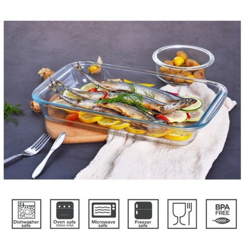 AILO ถาดแก้วทรงเหลี่ยม 1 ลิตร BRIGHT-06