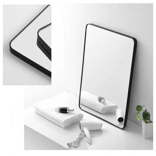 Nice ชุดกระจกอะลูมิเนียมทรงสี่เหลี่ยม 60X80 ซม. รุ่น คูปส์-แบล็ค สีดำ