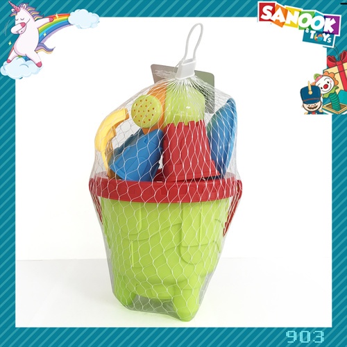 TOYS ของเล่นชุดถังชายหาดและอุปกรณ์ 7ชิ้น คละสี#903(17.5x17.5x28ซม.)