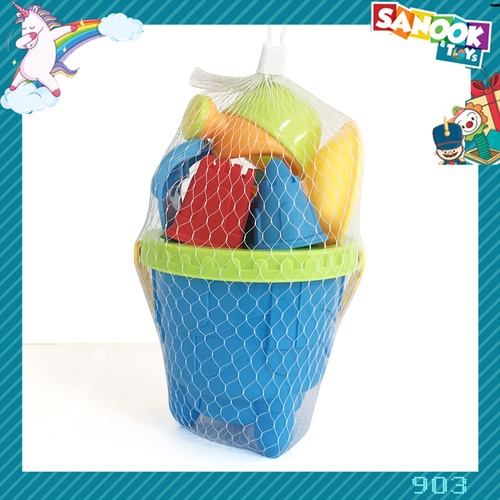 TOYS ของเล่นชุดถังชายหาดและอุปกรณ์ 7ชิ้น คละสี#903(17.5x17.5x28ซม.)