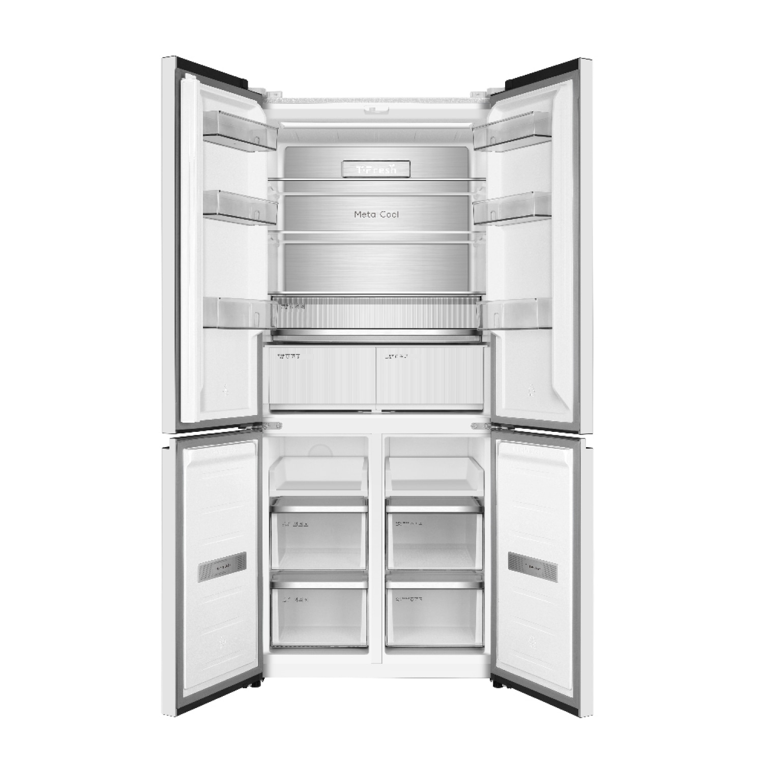 TCL ตู้เย็น 4 ประตู Free built-in 18.4 คิว RT52GCCDW  สี White Glass